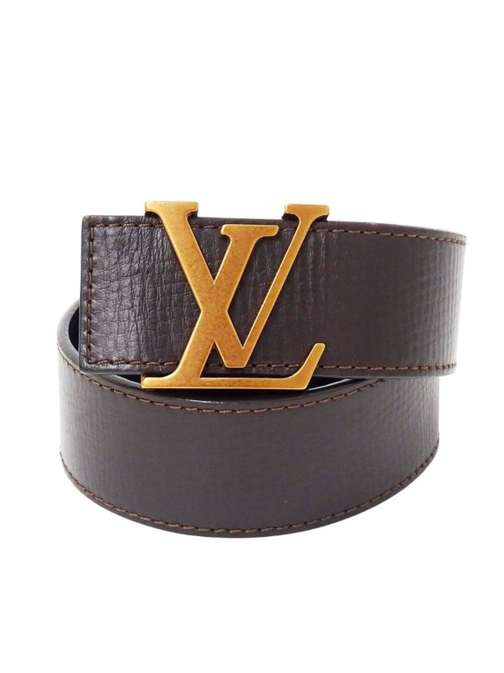 Louis Vuitton Belt Utah Leather Ceinture LV Dark Brown 110/44 Logo